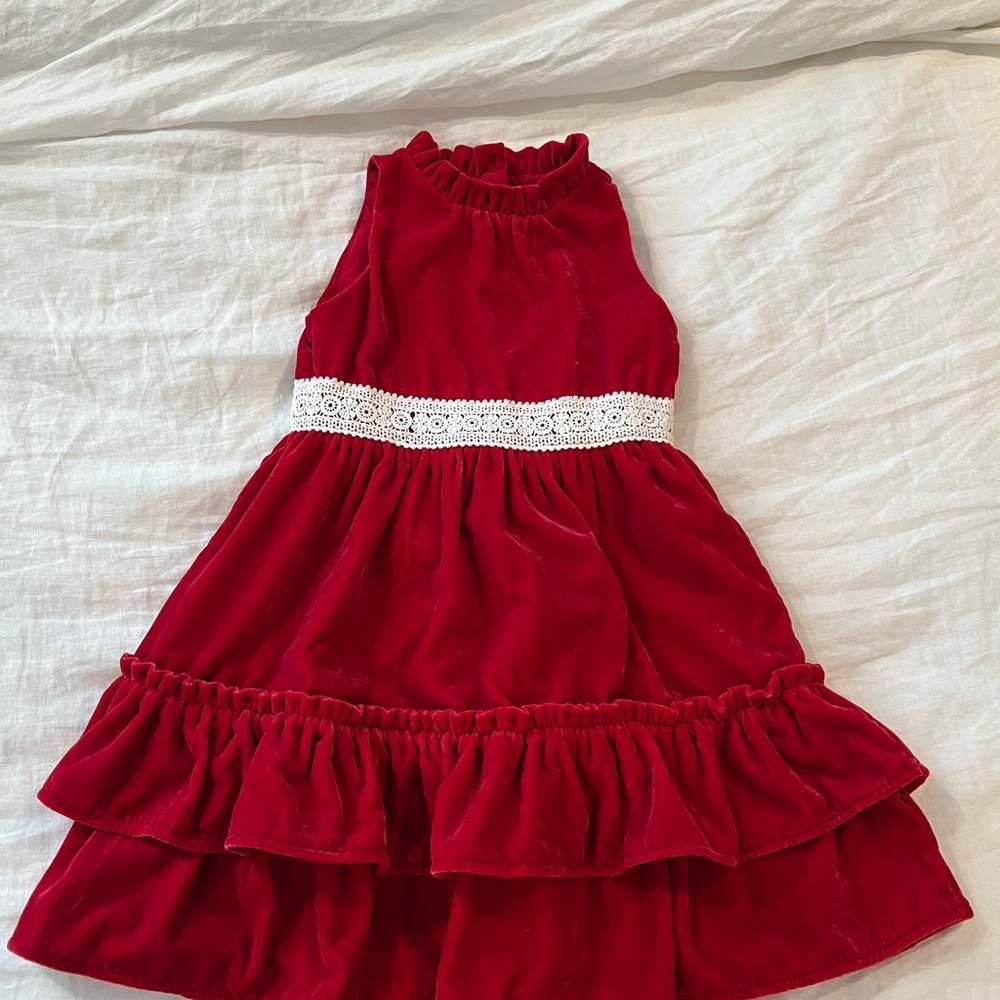 Janie and jack red velvet girls dress